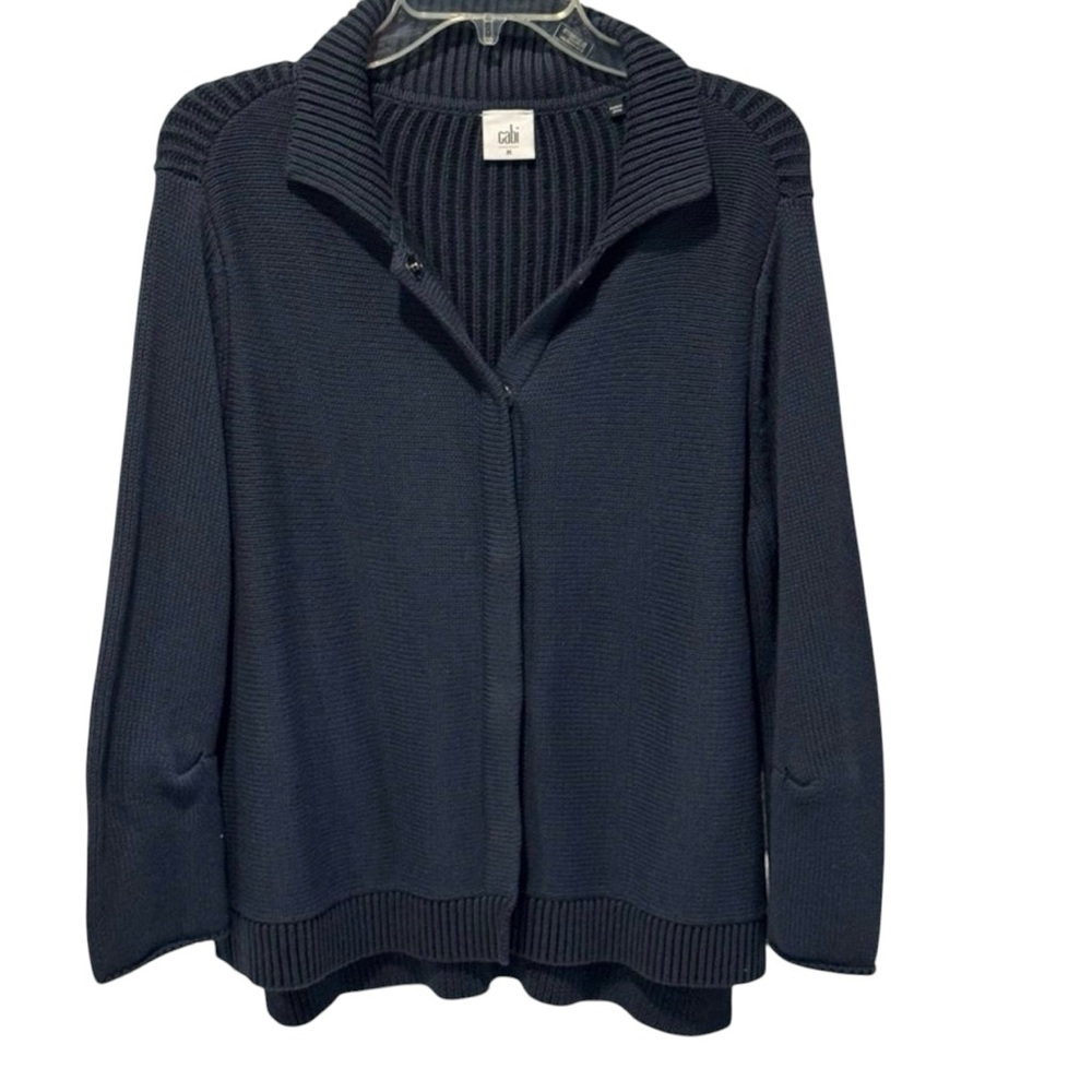 Cabi Women Cotton Buttons  Cardigan Navy Sz M